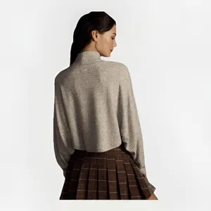 Pilcro Anthropologie‎ Mock Neck Cropped Ribbed Sweater Heather Gray XXS Batwing thumbnail 3