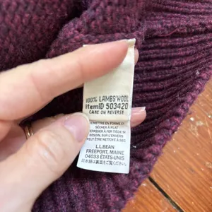 LL Bean Lambs Wool Knit Cardigan Sweater Zip Fair Isle Burgundy Small thumbnail 7
