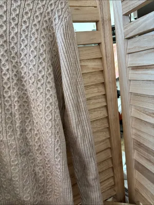 Laura Scott Beige Cable-Knit Henley Sweater Medium Petite thumbnail 3