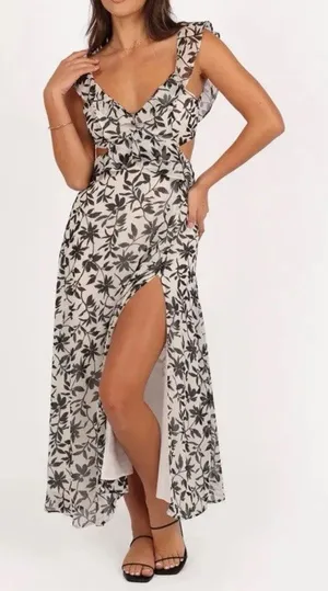 Petal & Pup Rory Floral Ruffle Detail Open Back Maxi Dress XL NEW thumbnail 1