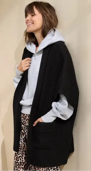 NWT Aerie Shawl Collar Sweater Cape True Black XS/S thumbnail 1