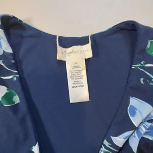 Magnolia Grace Womens M Navy Blue Floral Sleeveless V-Neck Shift Dress WGK70307 thumbnail 5