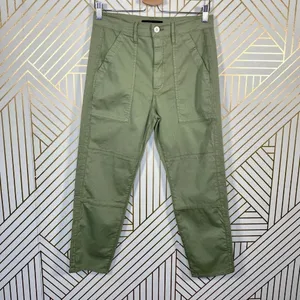 3x1 Simone Trouser Pants Cropped Side Slits Utility Chino Mid Rise Green 26‎ thumbnail 3