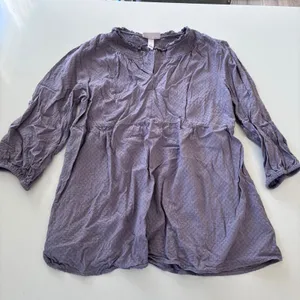 Isabel by‎ Ingrid & Isabel Maternity Tunic Top Purple Clip Dot Smocked Neck M thumbnail 1
