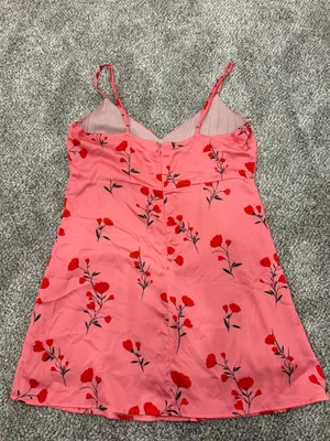 Lulu's Coral Pink Floral Satin Slip Dress thumbnail 8