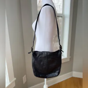 Vintage 90’s Albi Black Hobo Bag with Square Brass Details thumbnail 6