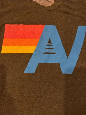 Aviator Nation Charcoal Gray AV Logo Tee Women’s XS Blue Rainbow Graphic T-Shirt thumbnail 2