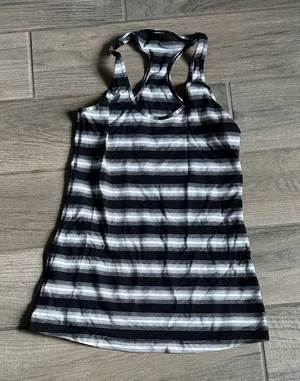 lululemon athletica Black and White Striped Tank Top thumbnail 1