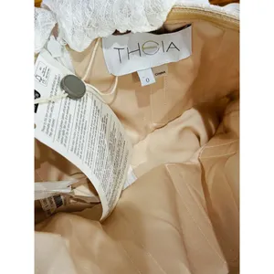 Theia Imelda off-the-shoulder embellished Chantilly Ivory lace bridal gown sz O thumbnail 14