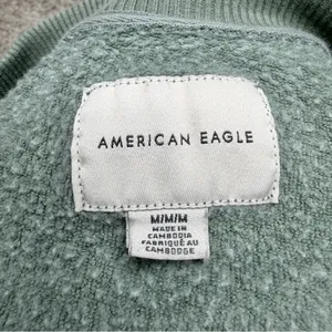 American Eagle Oversized Cropped Wyoming Pullover Sweatshirt Green Medium M thumbnail 5