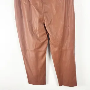 FREE PEOPLE Faux Leather Camel Paperbag Tie Waist Raw Hem Pants 14 Boho Chic thumbnail 6