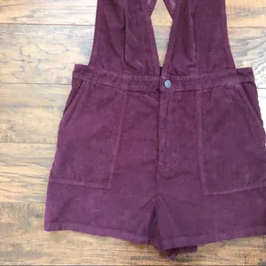 American Eagle • burgundy corduroy overall shorts romper shortalls maroon romper thumbnail 8