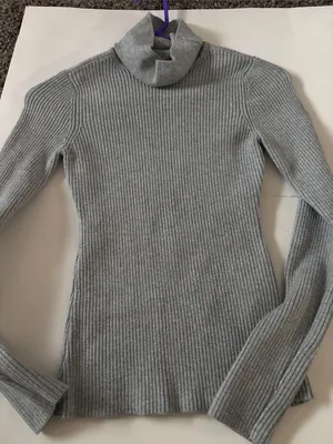 Abercrombie & Fitch Light Gray Ribbed Turtleneck Sweater thumbnail 1