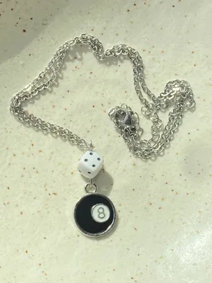 Handmade 8 ball & dice grunge funky unisex necklace🎲8️⃣🖤 thumbnail 5