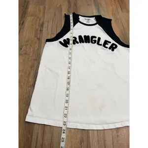 Wrangler Women's Small Sleeveless Raglan Logo Tank Top Black White Western thumbnail 7