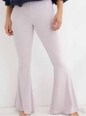 Aerie NWT Hi Rise Ribbed Super Flare Pant Lilac Large thumbnail 1