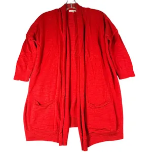 Caslon Womens‎ M Open Front Red Cardigan Sweater With Pockets Soft Lightweight thumbnail 1