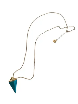 Crystal Wolf Triangle Turquoise And Gold Plated Necklace O/S NWT Bohemian Hippie thumbnail 4