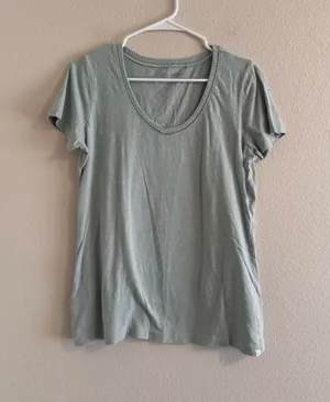 Eddie Bauer Light Sage Green Short Sleeve Scoop Neck Tee thumbnail 1