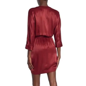 SCOTCH & SODA Maison Scotch Red Satin Wrap Dress Solid Party Cocktails Medium thumbnail 15