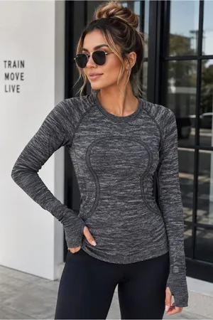 lululemon athletica Charcoal Heather Seamless Long-Sleeve Top thumbnail 1