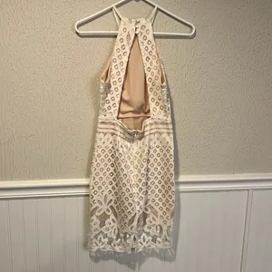 Lulus Steal a Kiss White Lace with Nude lining dress size small thumbnail 6