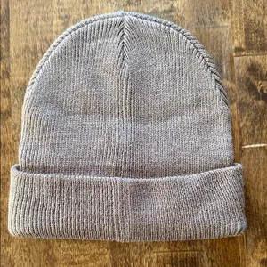VS PINK Taupe Knit Beanie Sparke Embellished Logo thumbnail 2