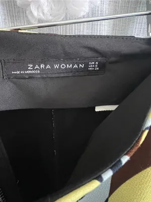 Zara Printed A-Line Mini Skirt in Yellow, Brown & Navy thumbnail 4