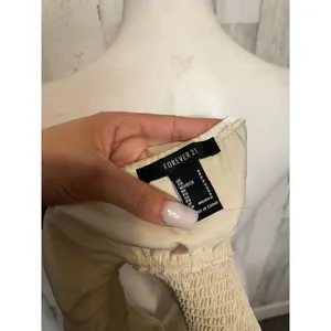 Forever 21 Satin Bustier Crop Top Womens S Champagne Gold Tie Front Cami thumbnail 4