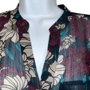 KUT FROM THE KLOTH Sinclair Floral‎ Semi Sheer Button Down Blouse EUC Size S thumbnail 3
