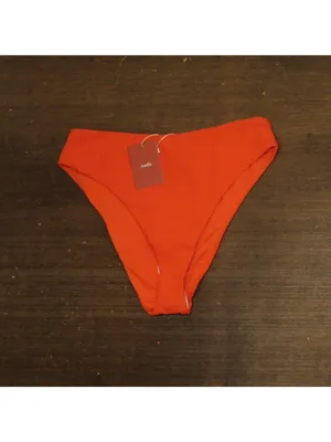 NWT Andie Ribbed 90s High Waist Bikini Bottom AB488 Vermillion Orange M thumbnail 4