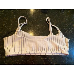 WeWoreWhat Off White Black Pinstripe Cami Bra Top Sports Bra Women's Size S NWT thumbnail 2