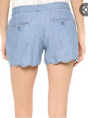 CLUB MONACO Scalloped Hem Chambray Amber Shorts Size‎ 0 thumbnail 2