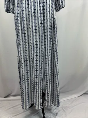 Altar'd State White and Navy Smocked Off-Shoulder Maxi Dress L Boho Cottagecore thumbnail 4