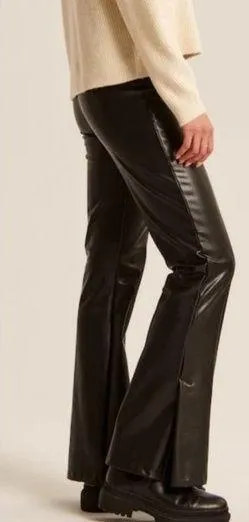 Abercrombie & Fitch Vegan Leather Flare Split Leg Pant - Extra Small Short thumbnail 2