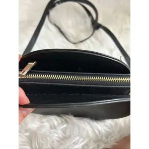 Collection XIIX Black Leather Pocket Adjustable Strap Round Crossbody Bag thumbnail 2