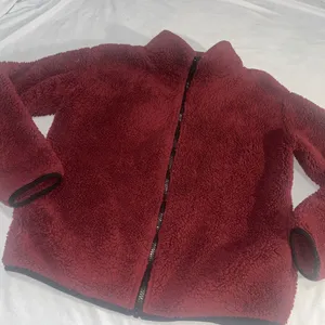 Victorias Secret PINK Teddy Full Zip relaxed jacket cozy fleece sherpa Maroon S thumbnail 3