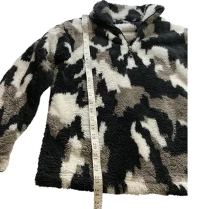 Eddie Bauer Womens Sherpa Fleece Quarter Zip Pullover Camo Black Grey Small thumbnail 5
