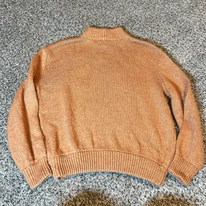 Aerie Mock Neck Ribbed Sweater Rust Orange Speckled‎ Knit Cozy Pullover S P thumbnail 6