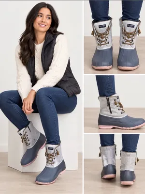 Sperry Women’s Size 8 Duck Boots Gray Waterproof Lace-Up thumbnail 2