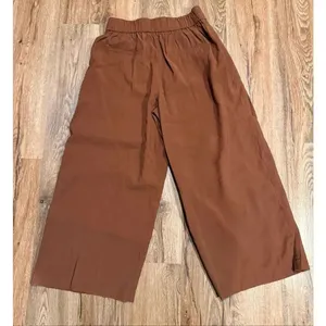 Zara brown cross front wide leg culotte pant size M thumbnail 6