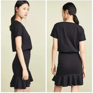 Veronica Beard Pima Cotton Ruched Black Mini Dress Womens Small thumbnail 14