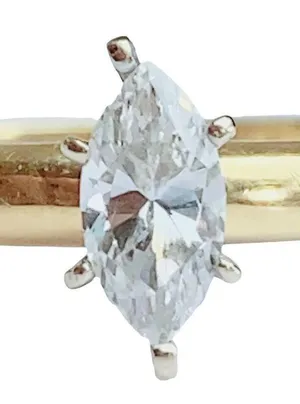 14K 14KT Marquise Cut Diamonique Cubic Zirconia Yellow Gold Ring Sz 8.75 thumbnail 7