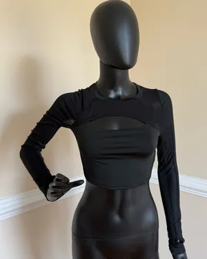 Gym Top T-shirt Crop Top Blouse Cover Up Tee Long Sleeve Sport Tee Slim Fit Top thumbnail 1