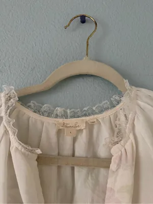 White Floral Midi Dress with Lace Trimmings & Flower Buttons thumbnail 2