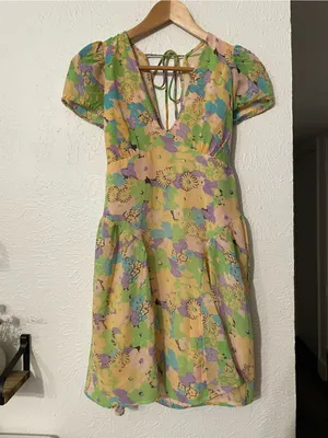 ASOS DESIGN Short Sleeve V-neck Chiffon Mini Dress Floral Print Size 0 thumbnail 3