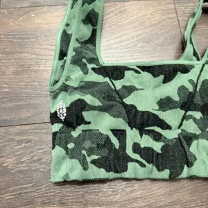 Free People Movement Women’s XS Small Green Camo Crop Top Sports Bra thumbnail 2