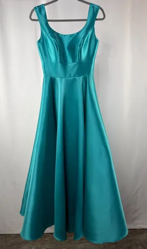 Madison James 22-722M Modest Prom Dress Gown in Peacock‎ Teal Size 4 thumbnail 1