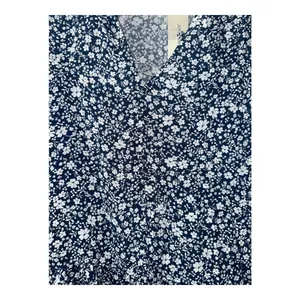 Francesca's Mi Ami Anita Blue‎ Floral V-Neck Mini Baby Doll Dress, Small thumbnail 3