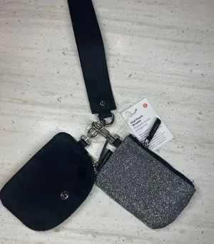 Lululemon Dual Pouch Wristlet Black silver Glitter thumbnail 1